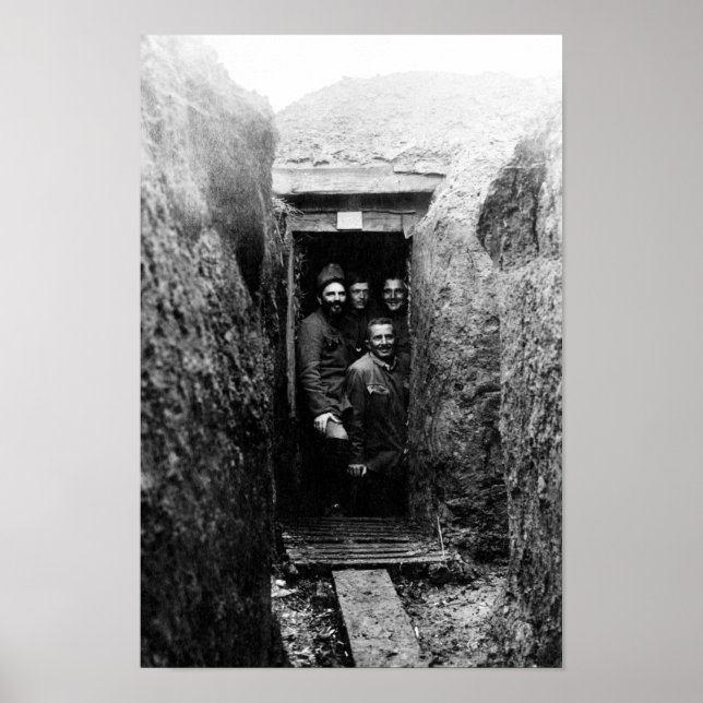 Poster Soldats De La Première Guerre Mondiale En Trench - (Devant)