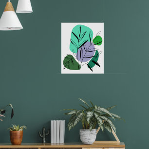 Poster Solde botanique : Feuilles et formes Abstraites