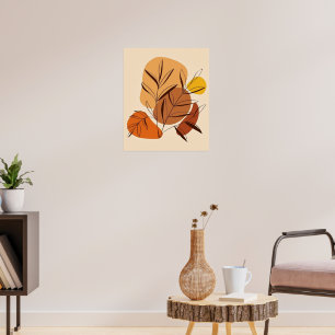 Poster Solde botanique : Feuilles et formes Abstraites