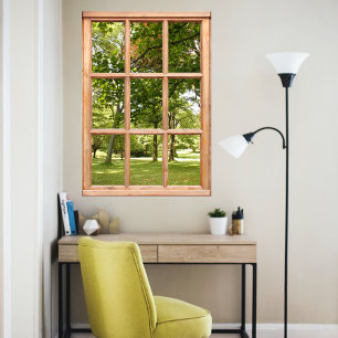 Poster Soleil à travers les arbres Vue depuis une fenêtre