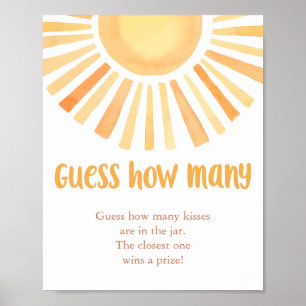 Poster Soleil brillant Devinez combien de baby shower jeu
