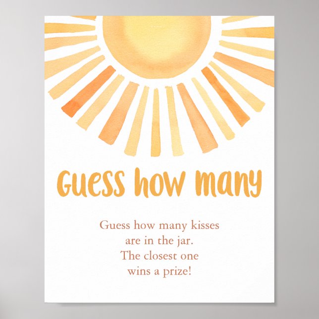 Poster Soleil brillant Devinez combien de baby shower jeu (Devant)