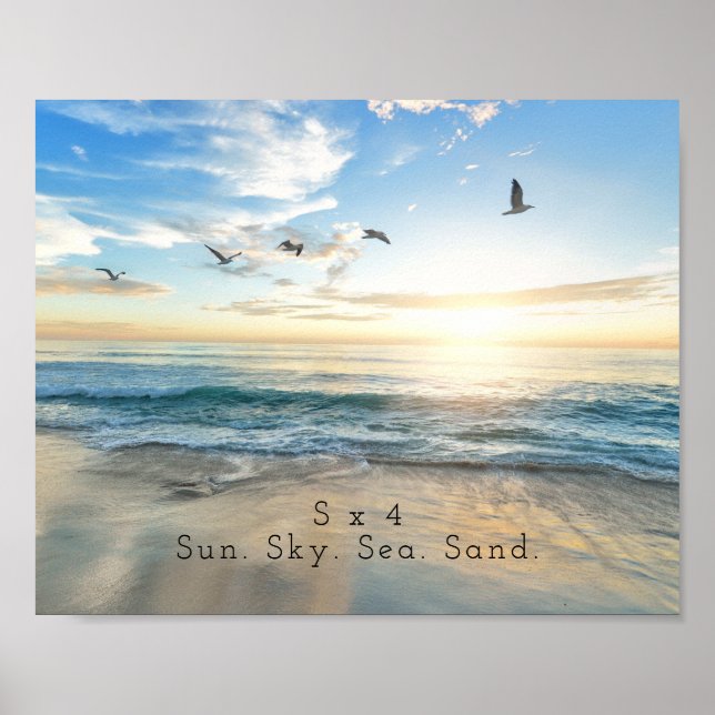 Poster Soleil, Ciel. Mer. Sable. Scène Plage (Devant)
