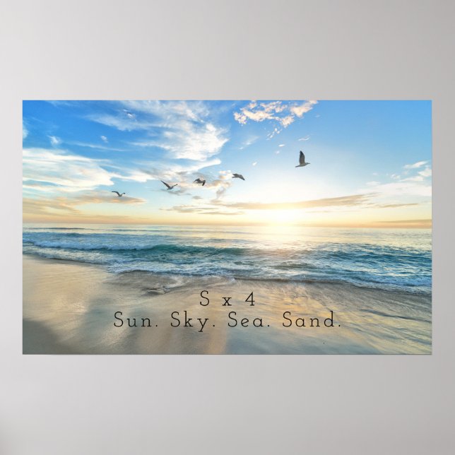 Poster Soleil, Ciel. Mer. Sable. Scène Plage (Devant)