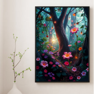 Poster Soleil dans une forêt de fées lunaires