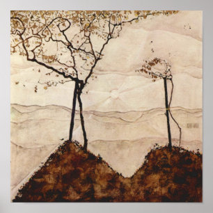Poster Soleil d'automne et arbres par Egon Schiele, Art V