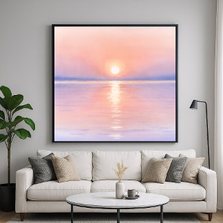 Poster Soleil de style aquarelle - Art marin