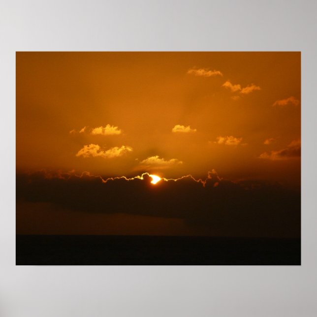 Poster Soleil Derrière les nuages I Orange Sunset Photo (Devant)