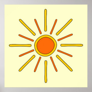 Poster Soleil d'été. Jaune et orange.