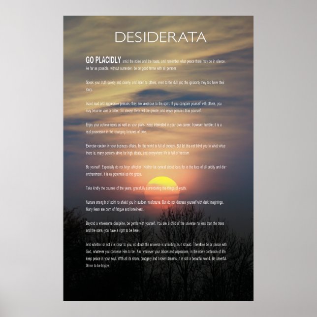 Poster Soleil d'hiver DESIDERATA (Devant)