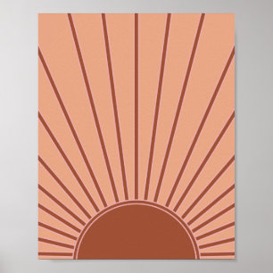 Poster Soleil Earth Tones Sunrise Brown Rust Retro Sunshi