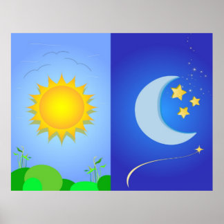 Poster soleil et lune