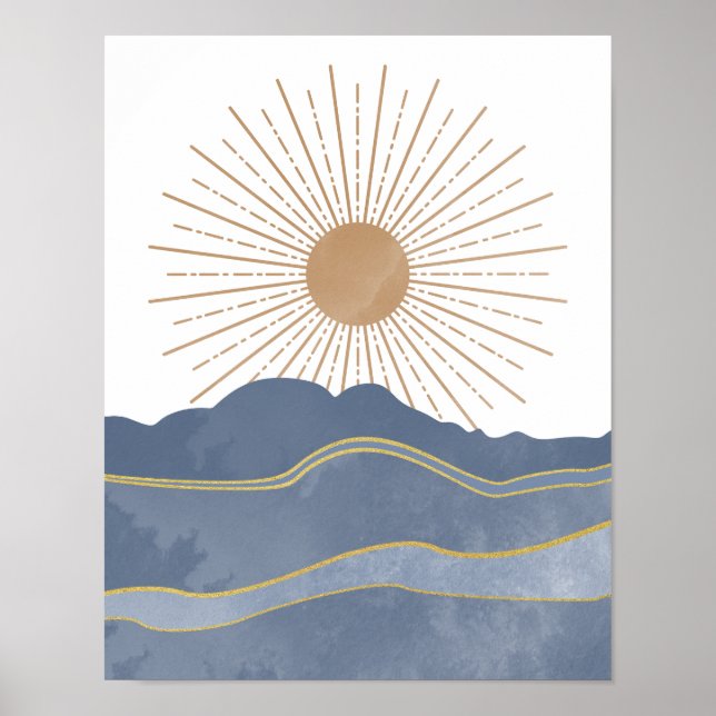 Poster Soleil et Montagnes Bleues (Devant)