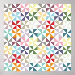 Poster Soleil géométrique coloré