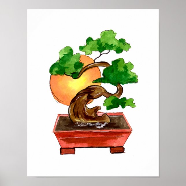 Poster Soleil japonais Bonsai Tree (Devant)