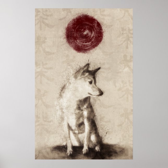 Poster Soleil levant Shiba Inu (Devant)