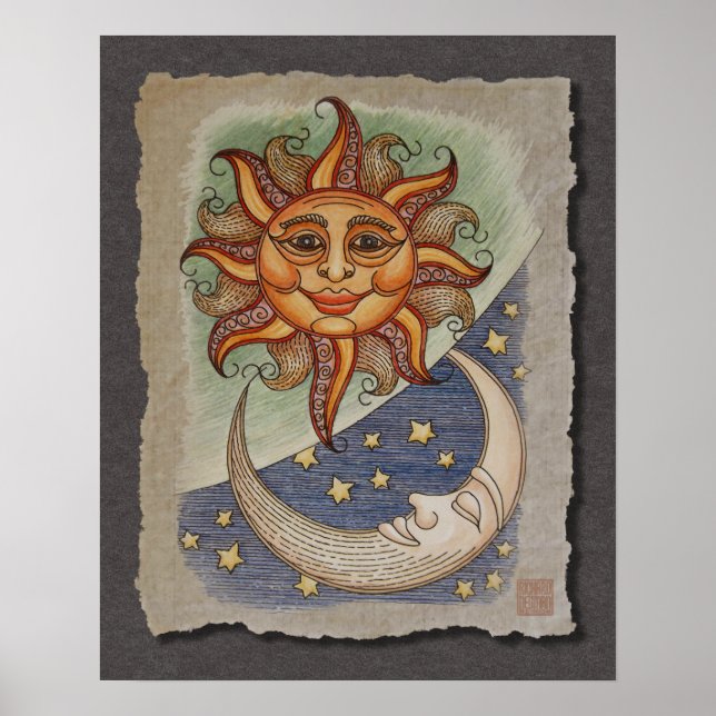 Poster Soleil Lune & Étoiles (Devant)