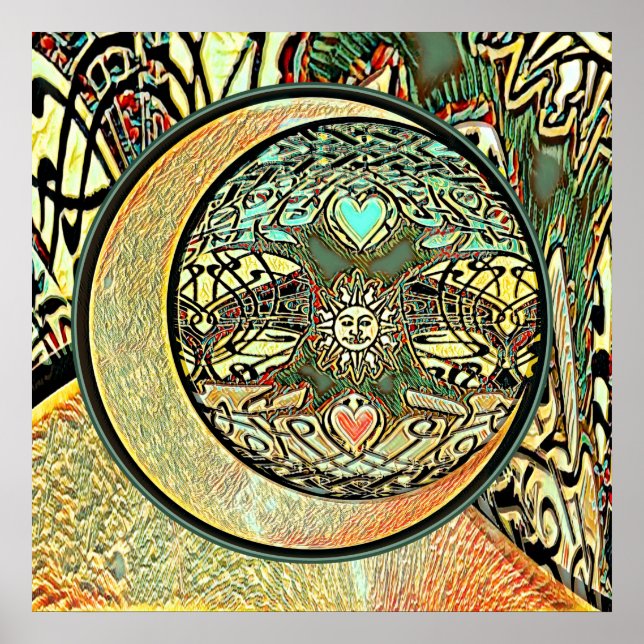 Poster Soleil, Lune, Yin Yang, Arbre de Vie (Devant)