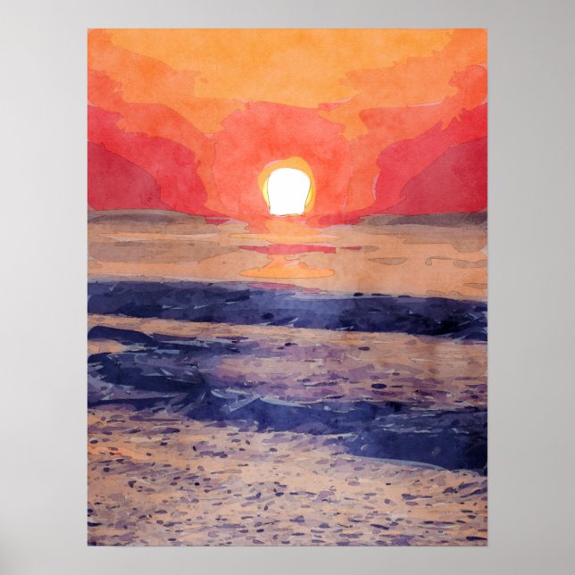 Poster Soleil matinal sur l'océan Atlantique (Devant)