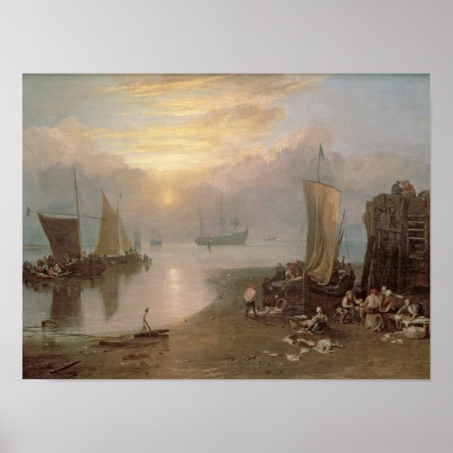 Poster Soleil se levant à travers la vapeur (Devant)