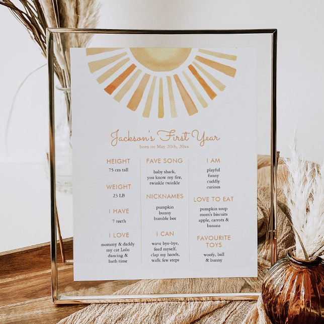 Poster Soleil soleil premier anniversaire Jalon Anniversa (Créateur téléchargé)