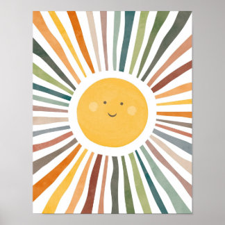 Poster Soleil souriant aux rayons vibrants