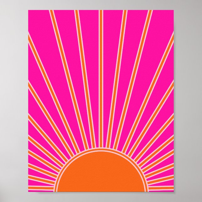 Poster Soleil Sunrise Hot Rose Et Orange Preppy Sunshine (Devant)