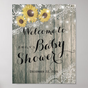 Poster Soleils Tournesols Bois Rustique Dentelle Bienven