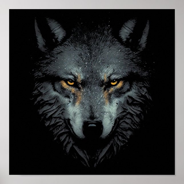 Poster Solely Wolf visage noir (Devant)
