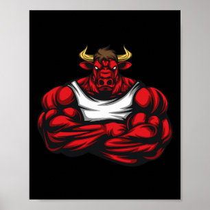 Poster Solide comme Bull Bodybuilding