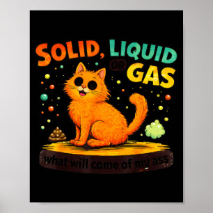 Poster Solide Liquide Ou Gaz Chat Drôle Physique Science