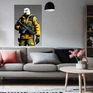 Poster Solider anthropomorphique d'aigle   Art AI