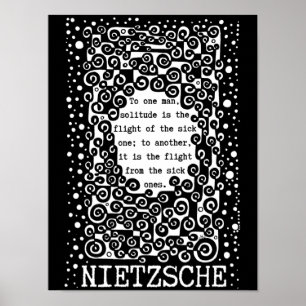Poster SOLITUDE black and white quote by Nietzsche