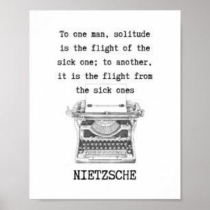 Poster SOLITUDE citation noir et blanc de Nietzsche