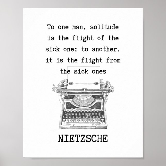 Poster SOLITUDE citation noir et blanc de Nietzsche (Devant)