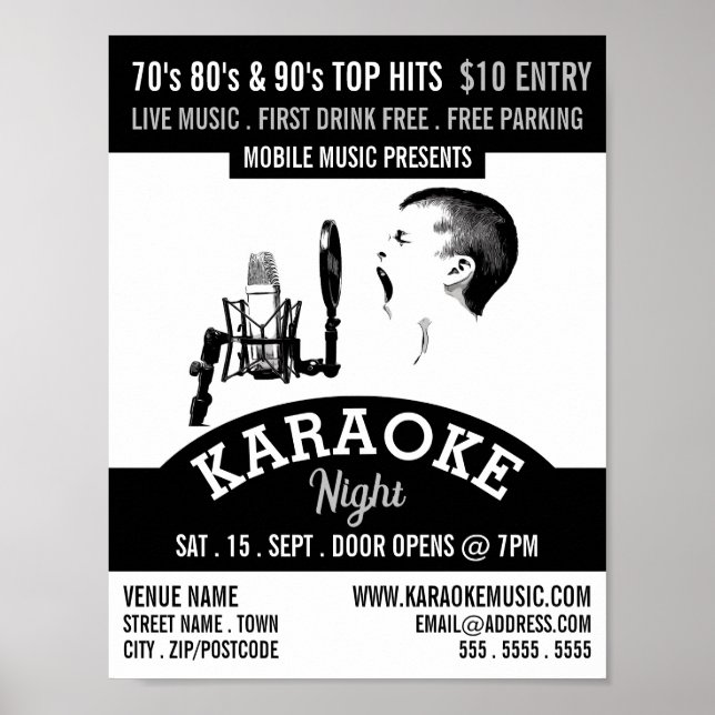 Poster Solo Singer, Karaoke Event Publicité (Devant)