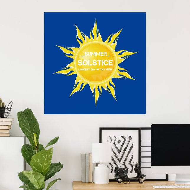 Poster Solstice d'été bleu le plus long jour de l'année (Bureau à domicile)
