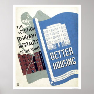 Poster Solution de mortalité infantile 1936 WPA