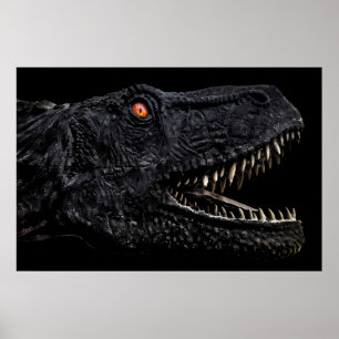 Poster sombre de la tête Trex Dinosaur