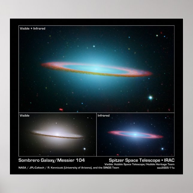 Poster Sombrero Galaxy (Messier 104) - Télescope Spatial (Devant)