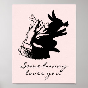 Poster Some Bunny Love Pun Pastel Rose Avec Ombre Noire