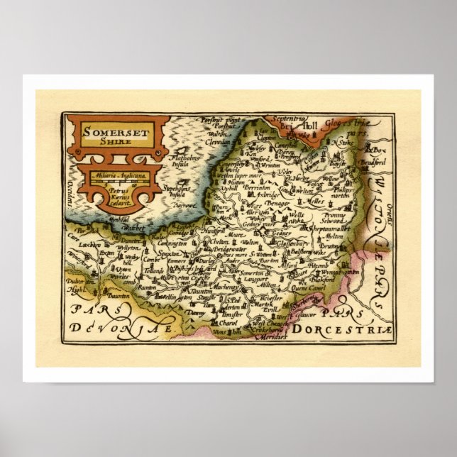 Poster Somerset Comté Angleterre Ancien Atlas Antiquaire  (Devant)