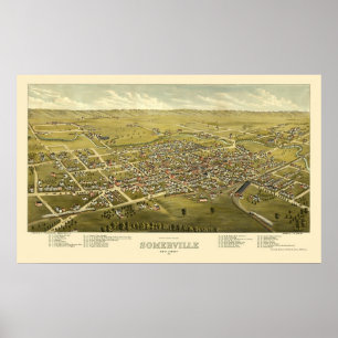 Poster Somerville, NJ Carte panoramique - 1882