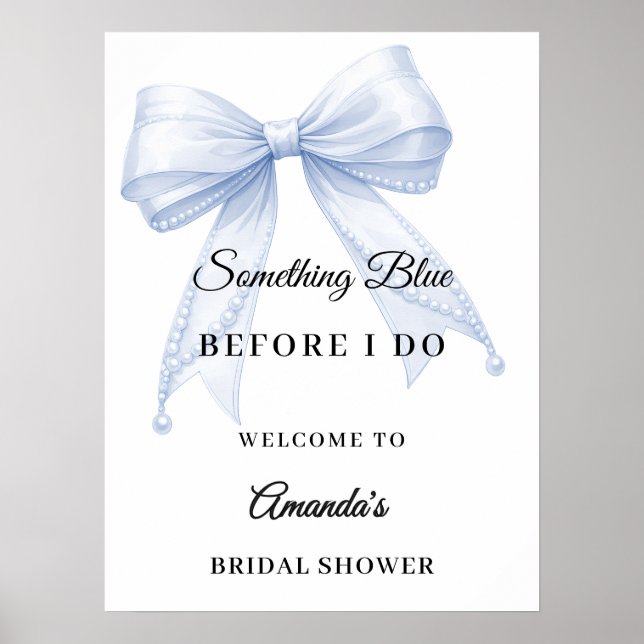 Poster Something blue bow Bridal Shower welcome (Devant)