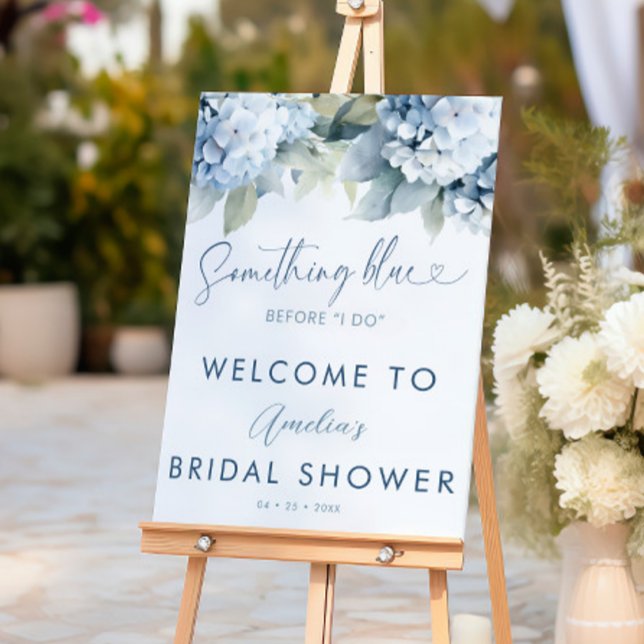 Poster Something Blue Hydrangea Bridal Shower Sign (Créateur téléchargé)