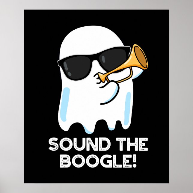 Poster Son Boogle Funny Ghost Bugle Pun Dark BG (Devant)