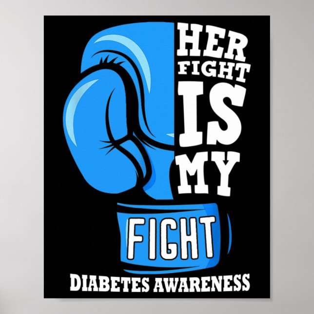 Poster Son combat est mon boxe de combat Glove Diabetes A (Devant)