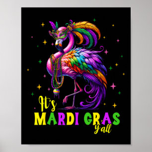Poster Son Mardi Gras Y'all Flamant rose Costume Filles F