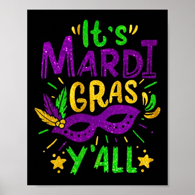 Poster Son Mardi Gras Yall perles Masque Jester Casquette (Devant)