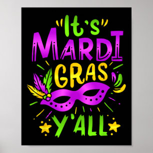 Poster Son masque de costume de fête Mardi Gras Yall Mard
